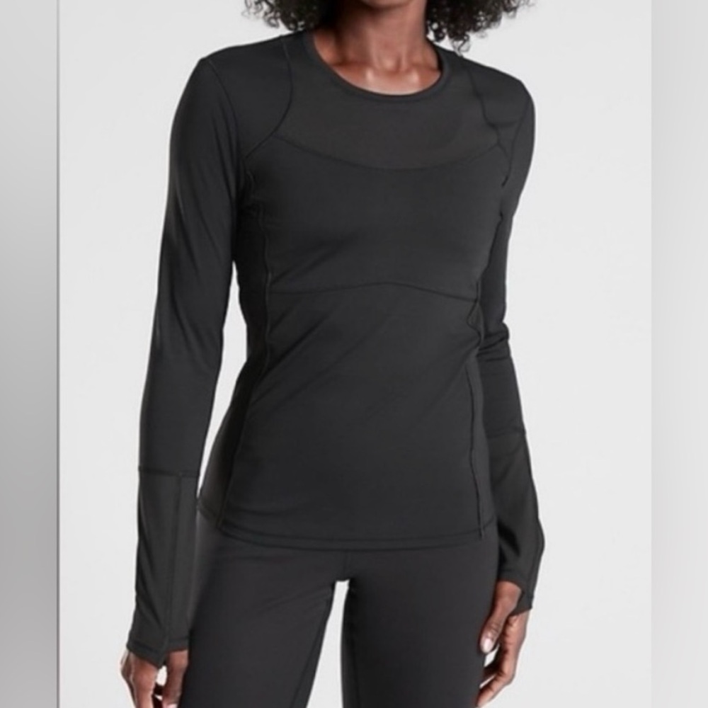 Athleta sz L Eclipse Long-Sleeve Black Women's Running Top